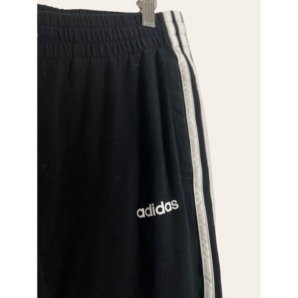 Adidas Black Three Stripe Drawstring Athleisure Active Jogger Pants Size Medium - Picture 5 of 5